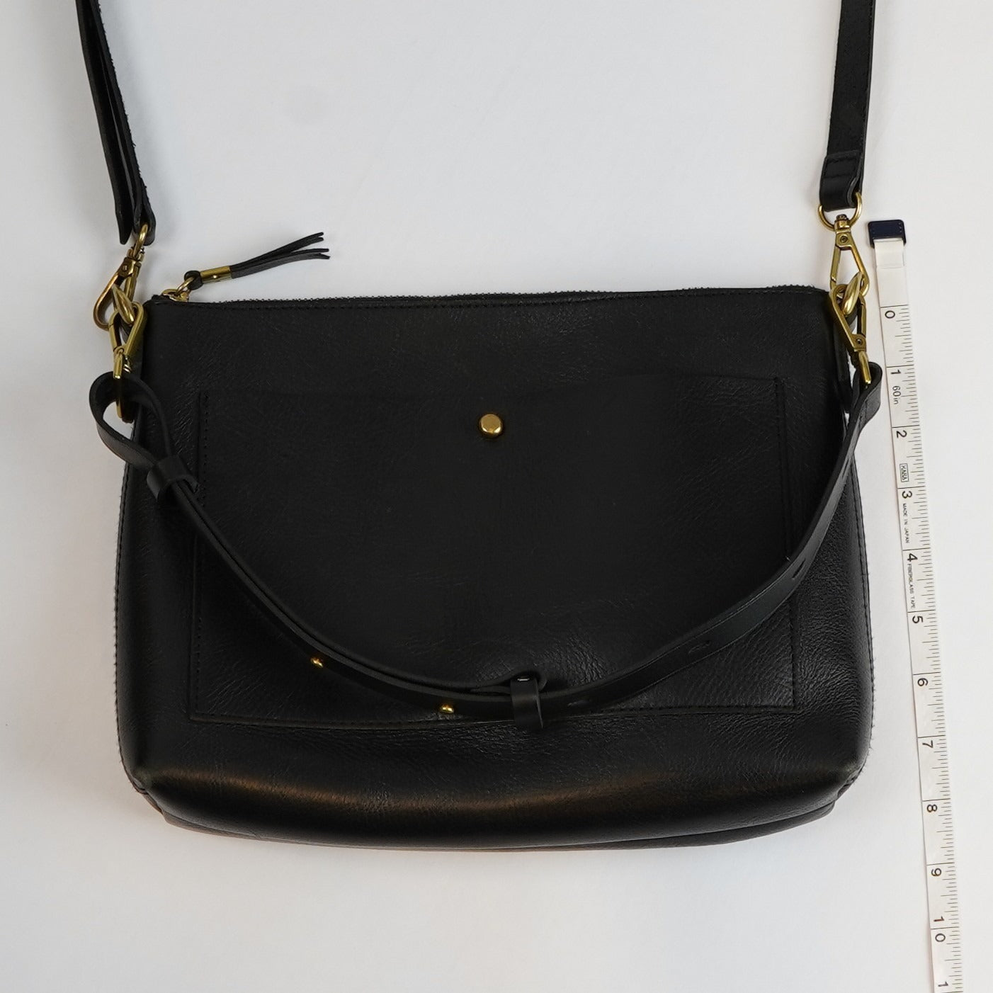 Madewell The Transport Shoulder Crossbody True Black Leather Gold Hardware