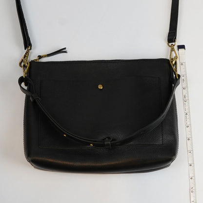 Madewell The Transport Shoulder Crossbody True Black Leather Gold Hardware