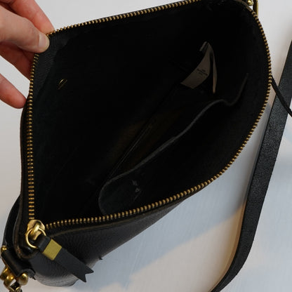 Madewell The Transport Shoulder Crossbody True Black Leather Gold Hardware