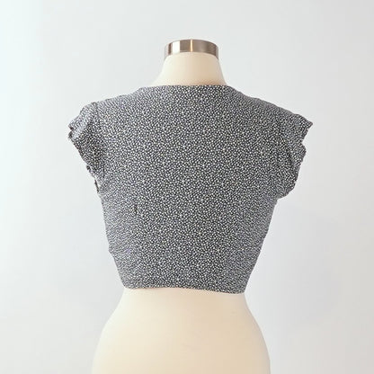 Abercrombie & Fitch Tie Front Flutter Sleeve Blouse Dusty Blue - S