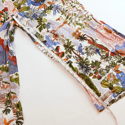 Nicole Miller 100% Linen Wide Leg Crop Pants Tropical Print - S