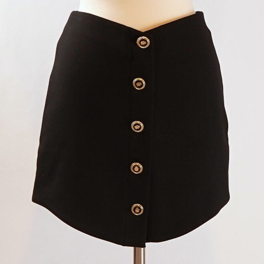 Zara Classic Black Mini Skirt w/ Gold Buttons - M