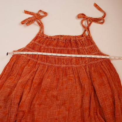 Free People Azure Maxi Dress Orange Gauze Shirred - M