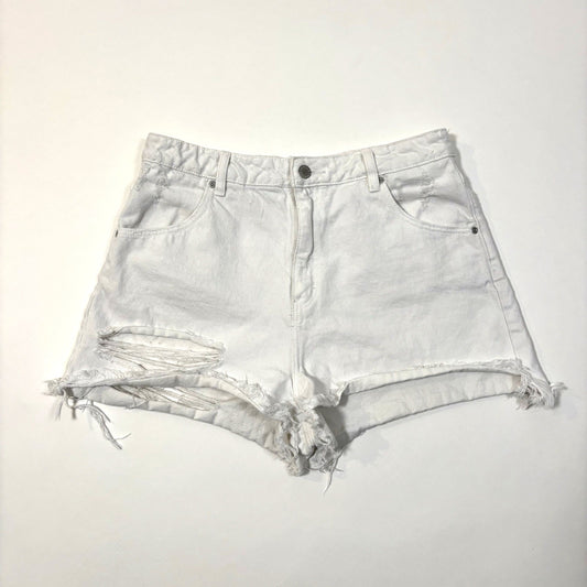 Rollas Cutoff Denim Jean Shorts High Rise Slim Dusters White Distressed - 30