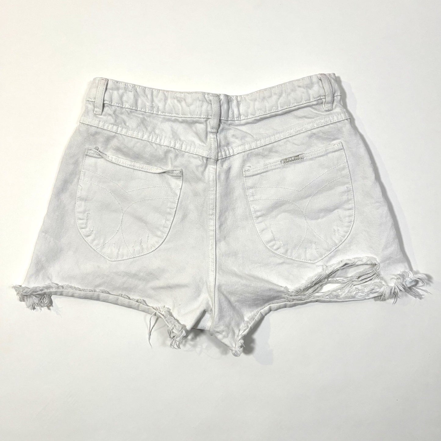 Rollas Cutoff Denim Jean Shorts High Rise Slim Dusters White Distressed - 30