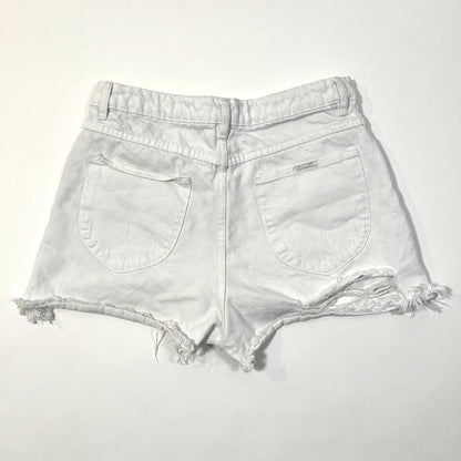 Rollas Cutoff Denim Jean Shorts High Rise Slim Dusters White Distressed - 30