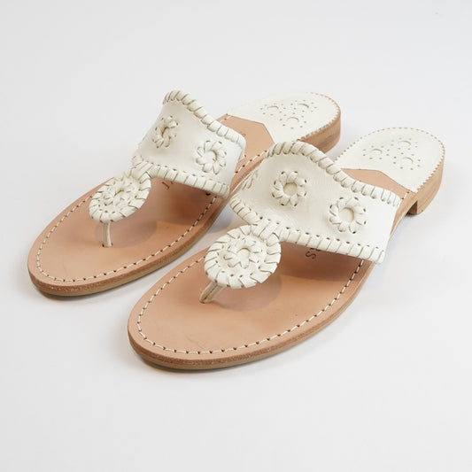 Jack Rogers Signature Flat Leather Sandal White - 7.5