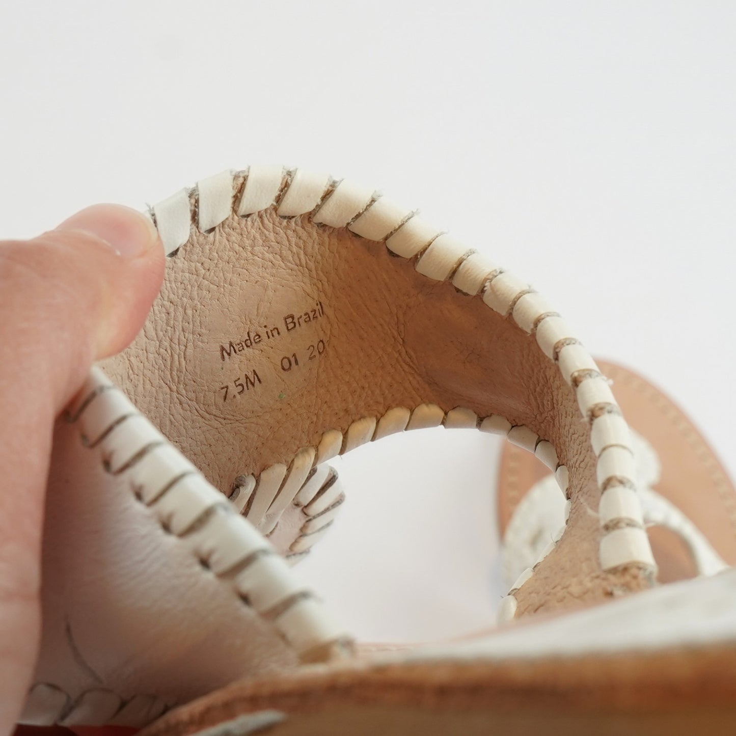 Jack Rogers Signature Flat Leather Sandal White - 7.5