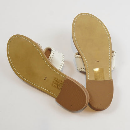 Jack Rogers Signature Flat Leather Sandal White - 7.5