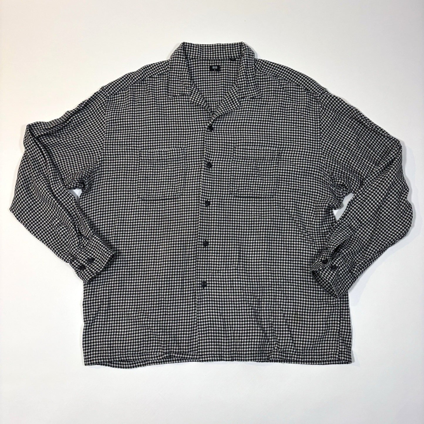 Uniqlo Houndstooth Button Up Long Sleeve Collared Shirt - XL
