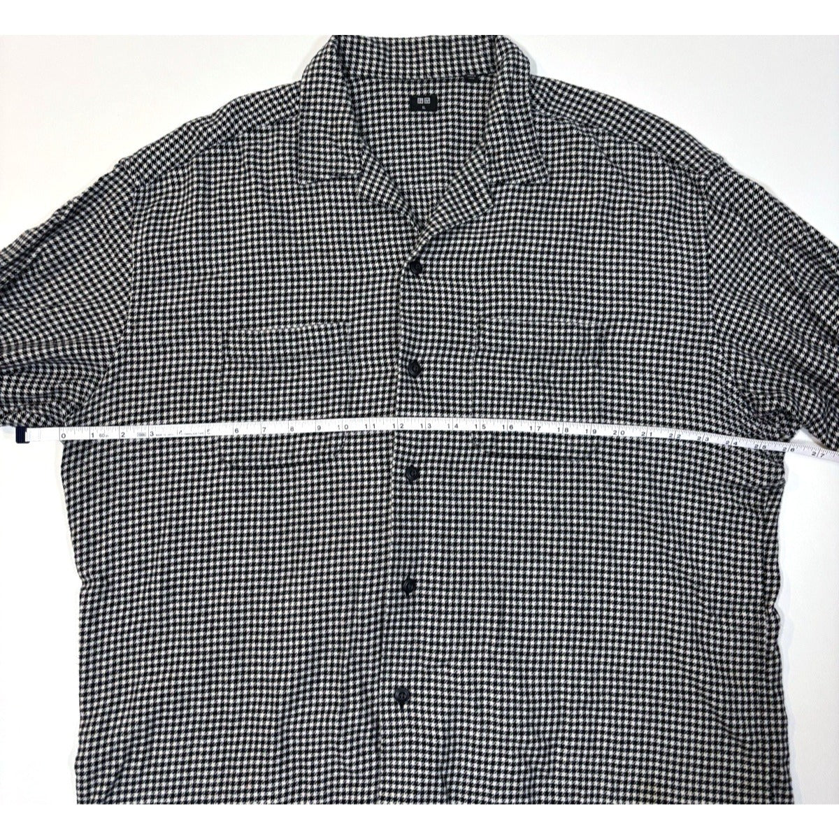 Uniqlo Houndstooth Button Up Long Sleeve Collared Shirt - XL