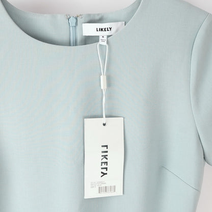 LIKELY Manhattan Short Sleeve Mini Sheath Dress Aqua Marine - 6