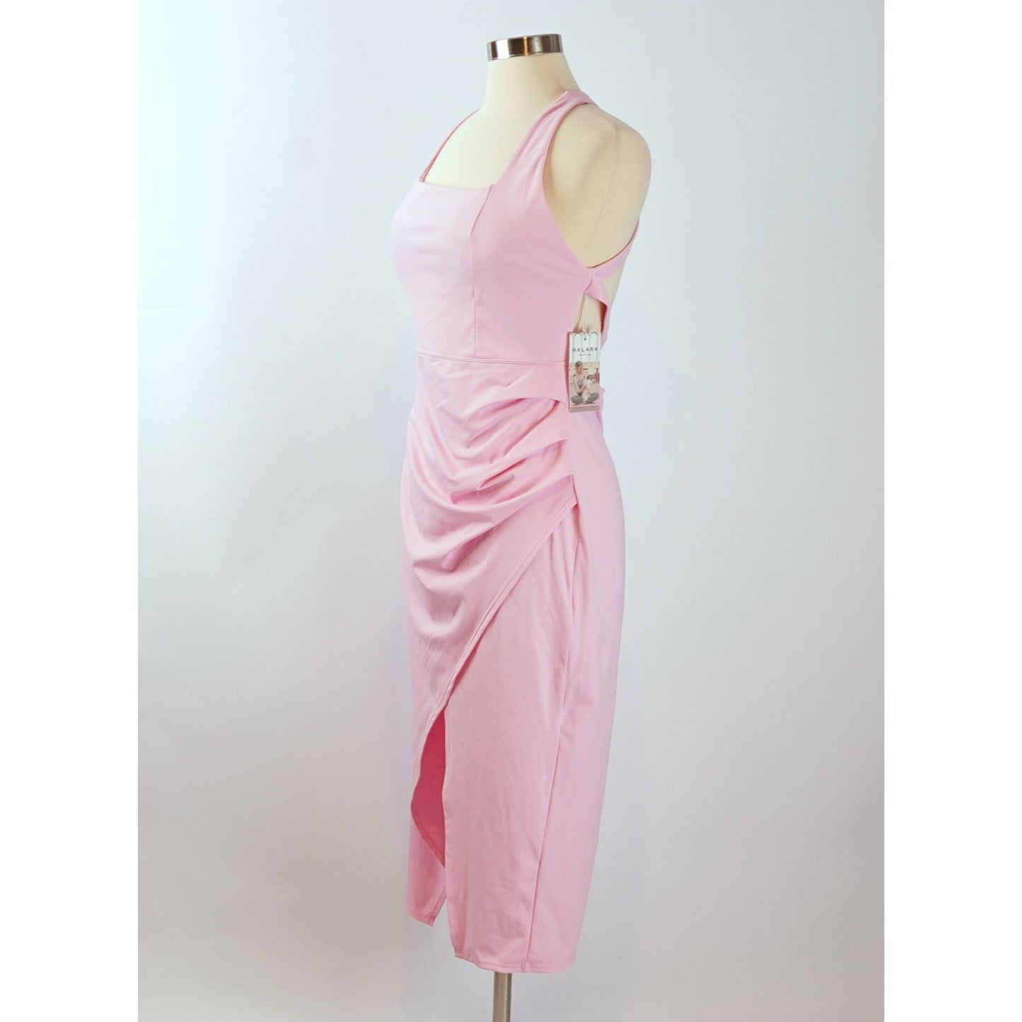 Halara Softlyzero Ruched Split Asymmetric Backless Crisscross Midi Dress - XL