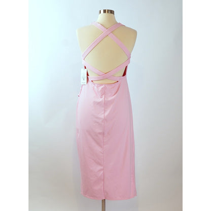 Halara Softlyzero Ruched Split Asymmetric Backless Crisscross Midi Dress - XL