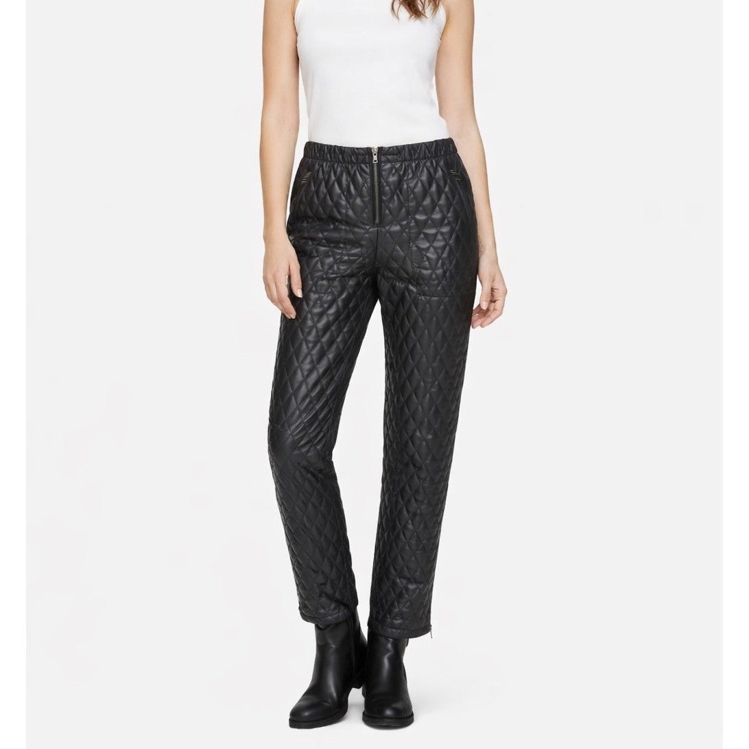 BCBGMaxazria Lucien Quilted Zip Vegan Leather Black Straight Leg Trouser Pants - M