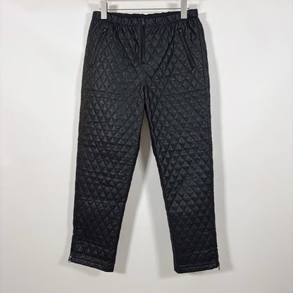 BCBGMaxazria Lucien Quilted Zip Vegan Leather Black Straight Leg Trouser Pants - M