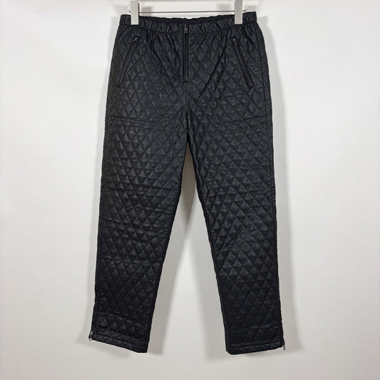 BCBGMaxazria Lucien Quilted Zip Vegan Leather Black Straight Leg Trouser Pants - M