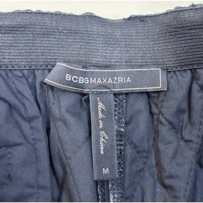 BCBGMaxazria Lucien Quilted Zip Vegan Leather Black Straight Leg Trouser Pants - M