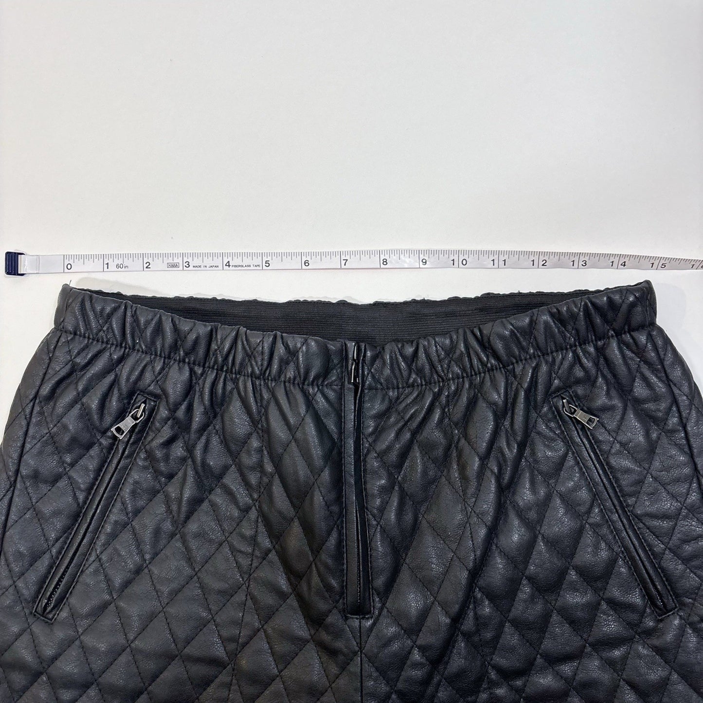 BCBGMaxazria Lucien Quilted Zip Vegan Leather Black Straight Leg Trouser Pants - M