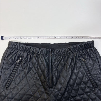 BCBGMaxazria Lucien Quilted Zip Vegan Leather Black Straight Leg Trouser Pants - M