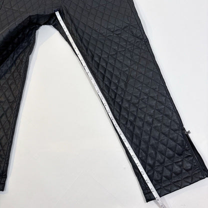 BCBGMaxazria Lucien Quilted Zip Vegan Leather Black Straight Leg Trouser Pants - M