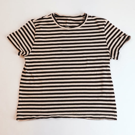 Everlane Short Sleeve Crew Neck Tee Striped Black Bone Organic Cotton - XS