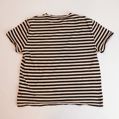 Everlane Short Sleeve Crew Neck Tee Striped Black Bone Organic Cotton - XS