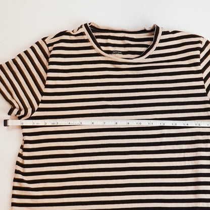 Everlane Short Sleeve Crew Neck Tee Striped Black Bone Organic Cotton - XS