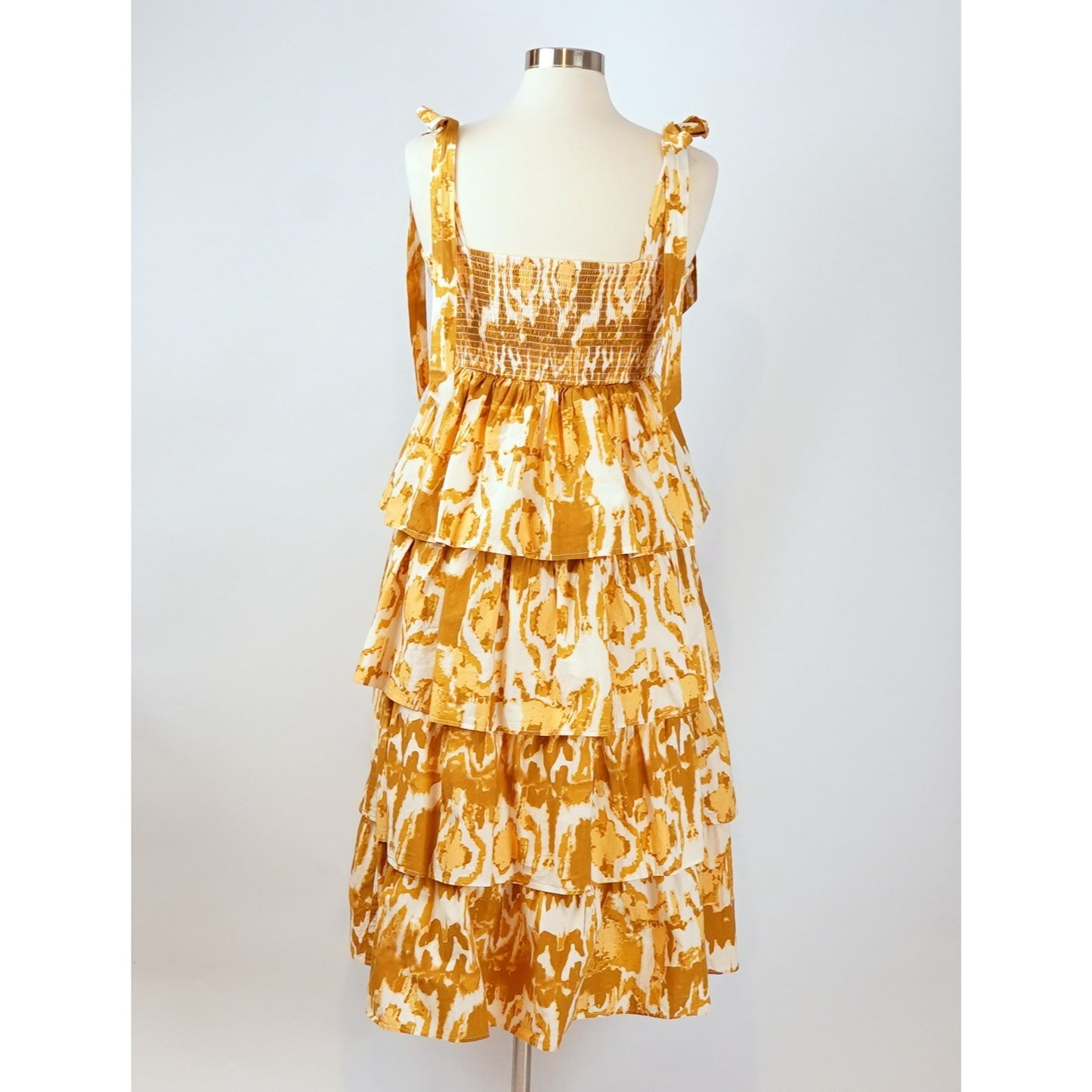 Cleobella Shae Midi Dress Yellow Watercolor Ikat Print - M
