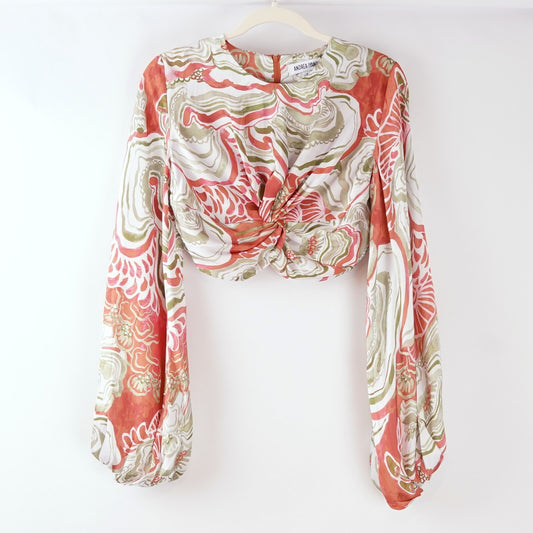 Andrea Iyamah Behati Crop Top Abstract Mushroom - S