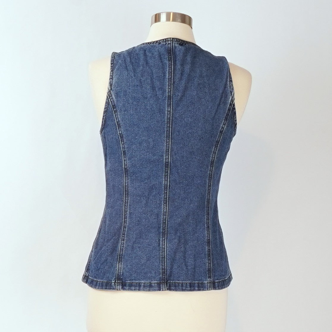 Sincerely Jules Fitted Denim Vest Gold Buttons - M