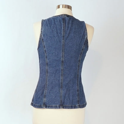 Sincerely Jules Fitted Denim Vest Gold Buttons - M
