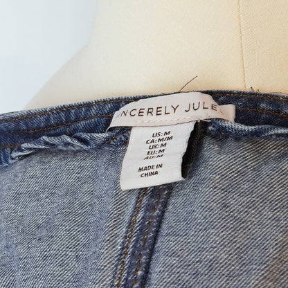 Sincerely Jules Fitted Denim Vest Gold Buttons - M