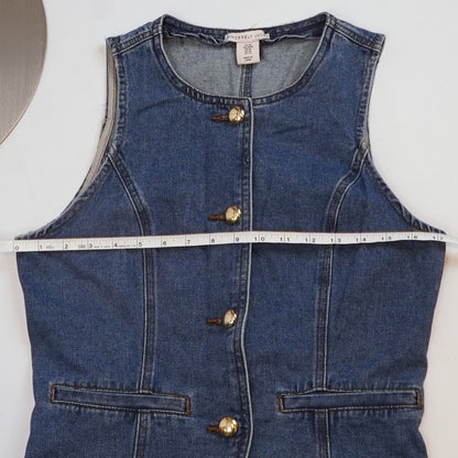 Sincerely Jules Fitted Denim Vest Gold Buttons - M