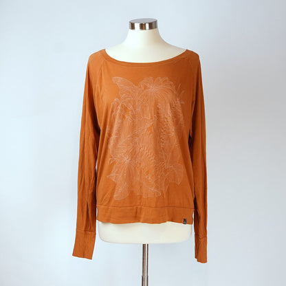 Prana Long Sleeve Graphic Tee Burnt Orange Organic Cotton - L