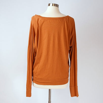 Prana Long Sleeve Graphic Tee Burnt Orange Organic Cotton - L