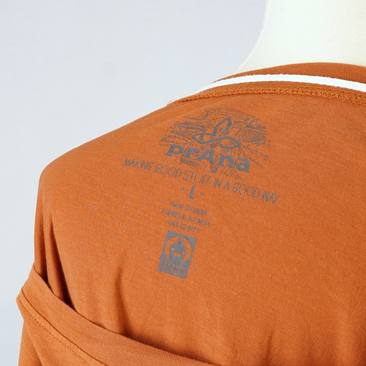 Prana Long Sleeve Graphic Tee Burnt Orange Organic Cotton - L