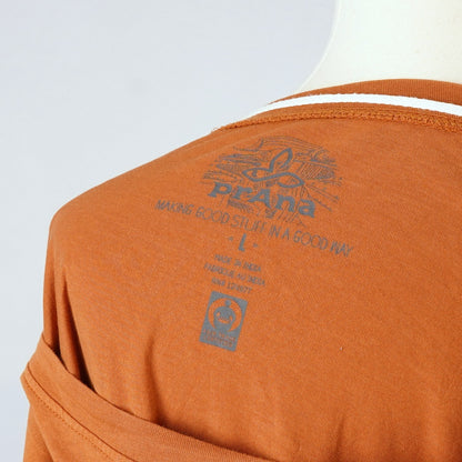 Prana Long Sleeve Graphic Tee Burnt Orange Organic Cotton - L