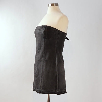 EB Denim Strapless Bustier Mini Dress Black Gray - L