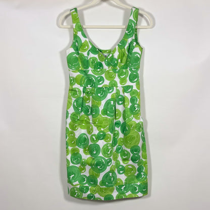 London Times Sheath Dress V Neck Abstract Bubble Green White - 4