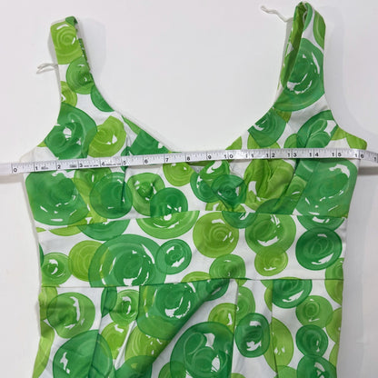 London Times Sheath Dress V Neck Abstract Bubble Green White - 4