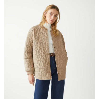 & Other Stories Oversized Floral Quilted Jacket Beige - 6