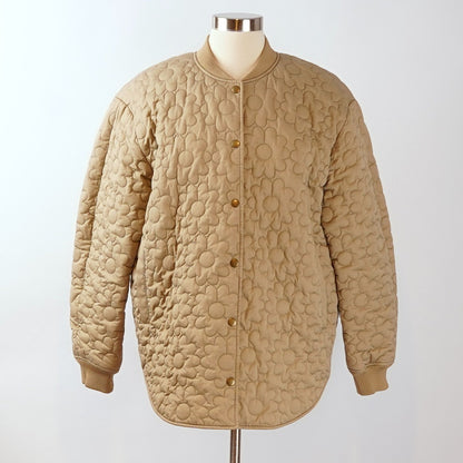 & Other Stories Oversized Floral Quilted Jacket Beige - 6