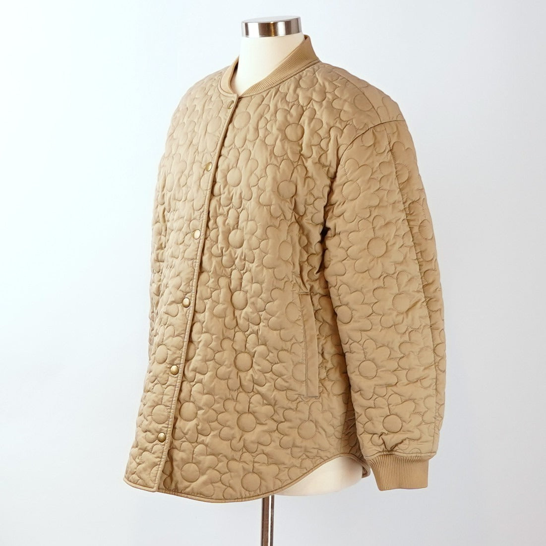 & Other Stories Oversized Floral Quilted Jacket Beige - 6