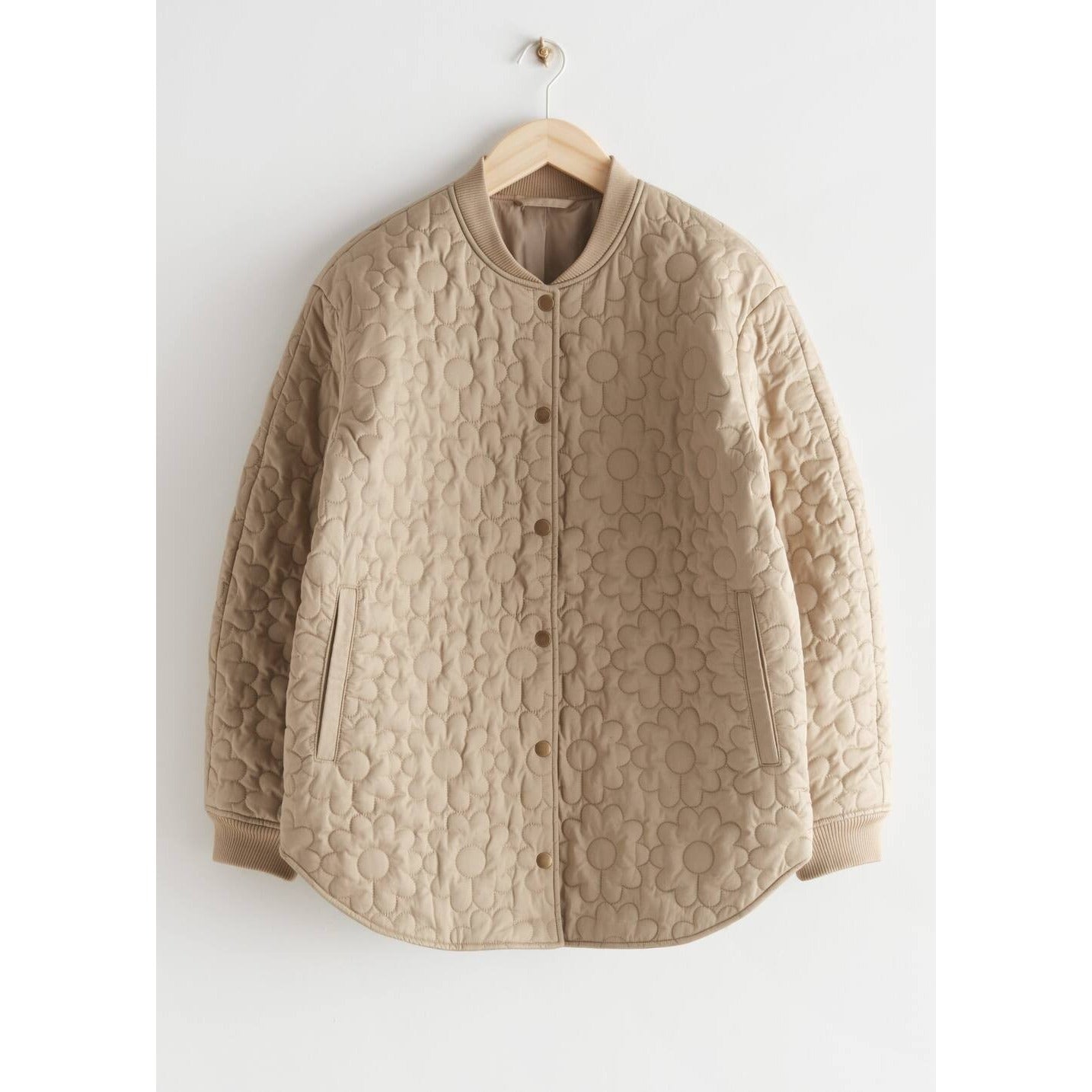 & Other Stories Oversized Floral Quilted Jacket Beige - 6