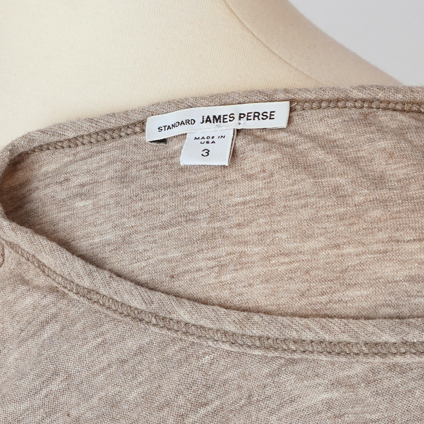 James Perse Slub Long Sleeve Crew Light Tan - L