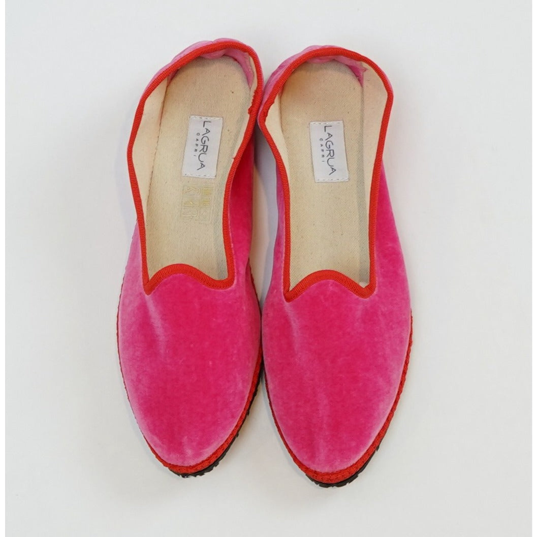 LAGRUA Capri Friulana Frulane Flats Pink Velvet Made in Italy - Size 39 / US 8.5