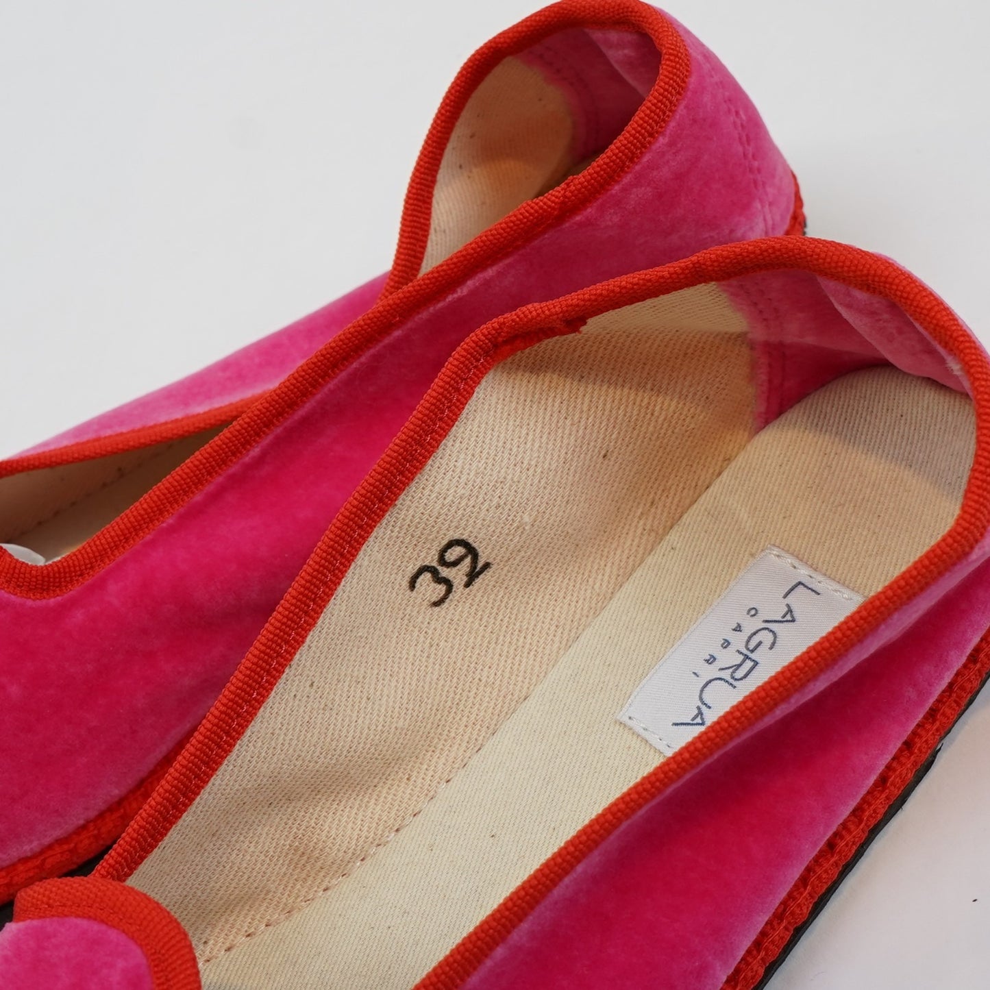 LAGRUA Capri Friulana Frulane Flats Pink Velvet Made in Italy - Size 39 / US 8.5