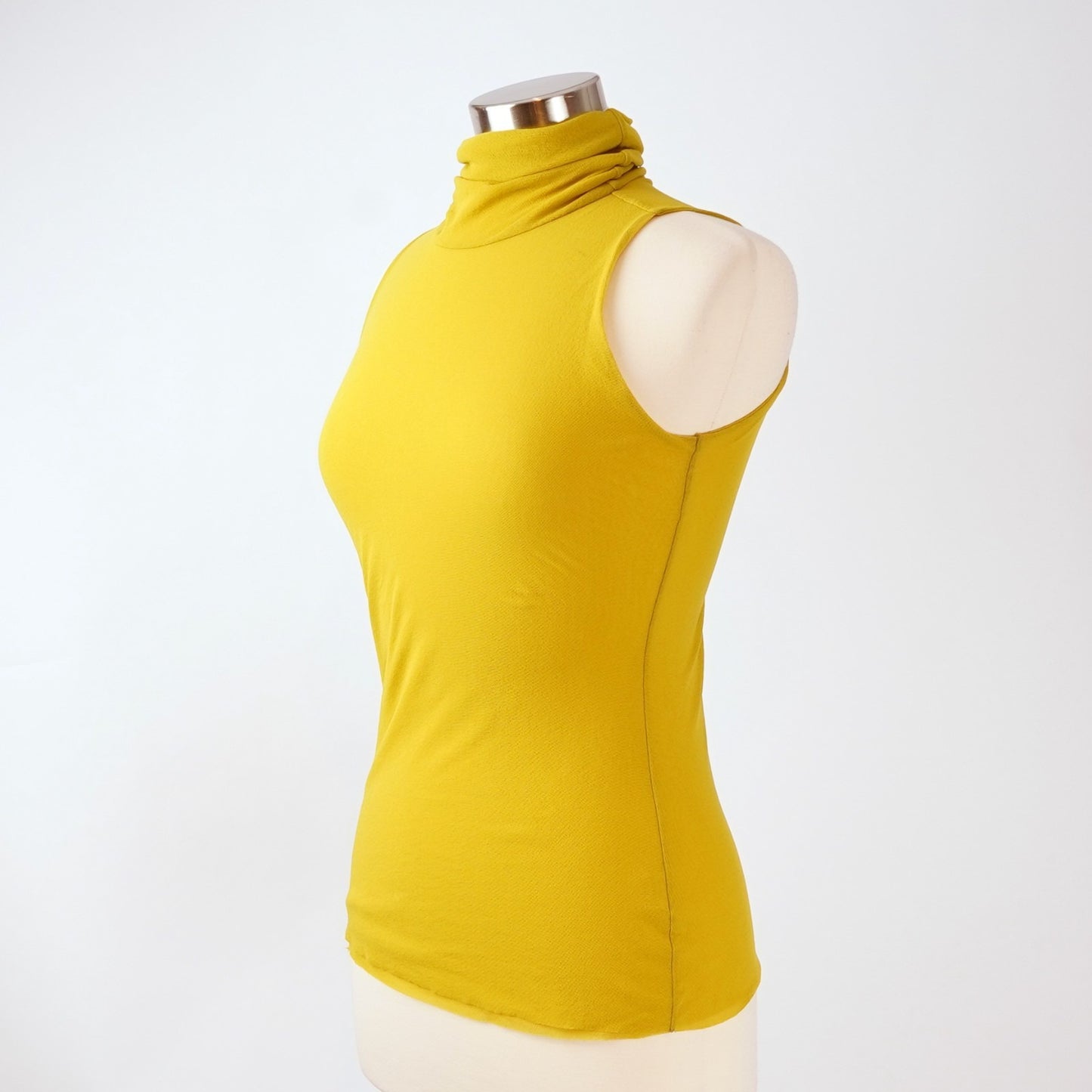 Petit Pois x Viviana G Sleeveless High Collar Top Yellow Double Mesh - M