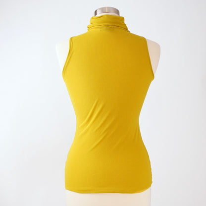 Petit Pois x Viviana G Sleeveless High Collar Top Yellow Double Mesh - M